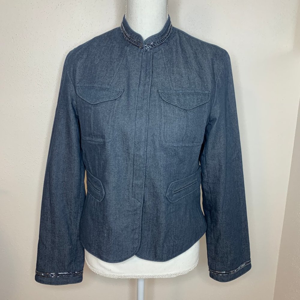 Work to Weekend Beaded Jean Minimalist Jacket